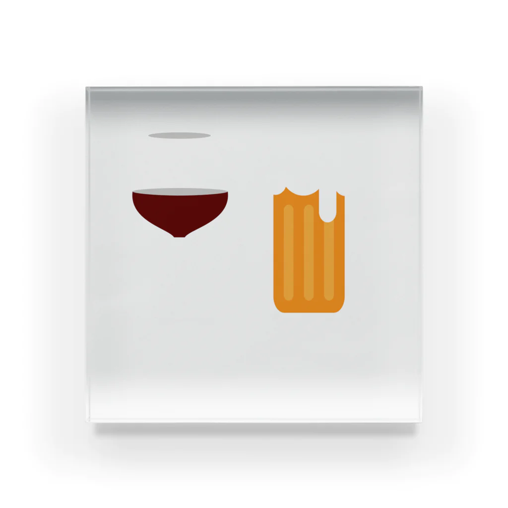 AKi001のワイン　ビール　キュート　かわいい　デザイン Acrylic Block