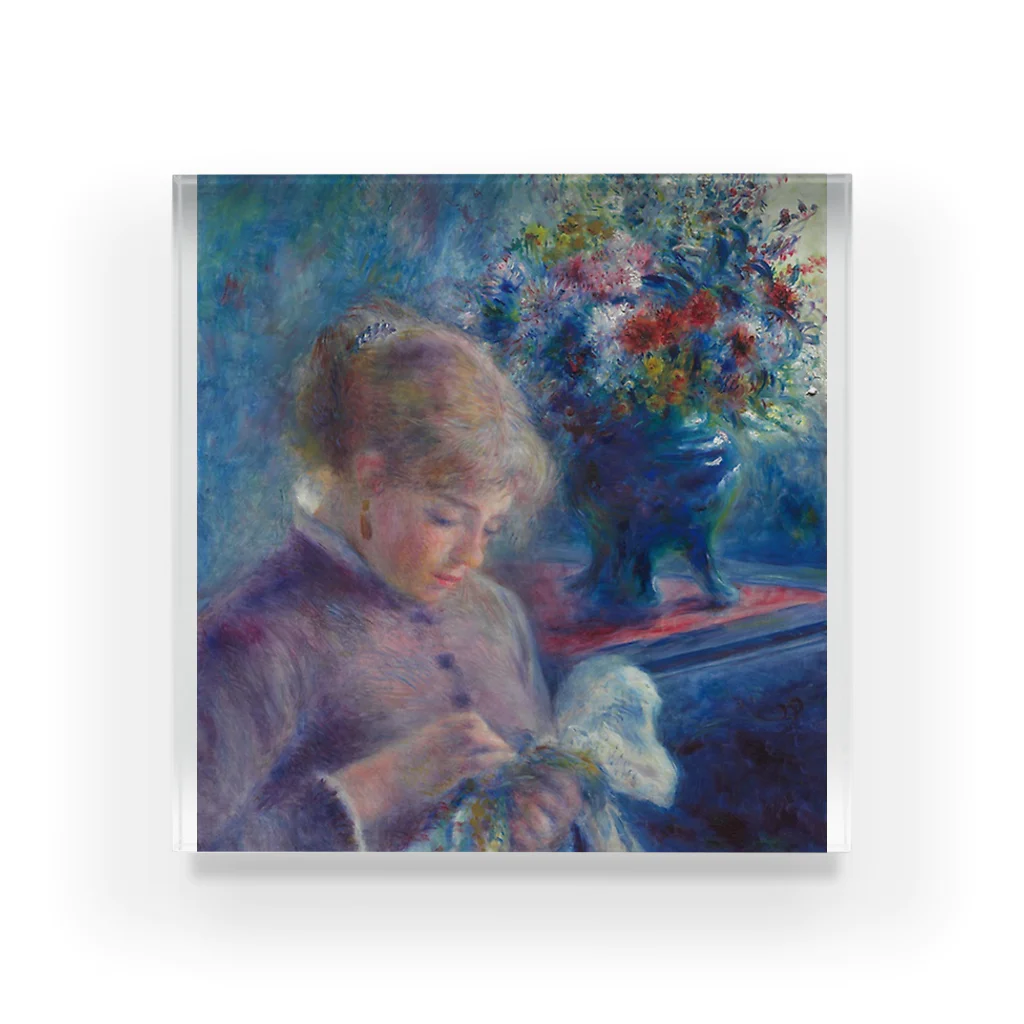 Art Institute ChicagoのYoung Woman Sewing, 1879 | Pierre-Auguste Renoir Acrylic Block