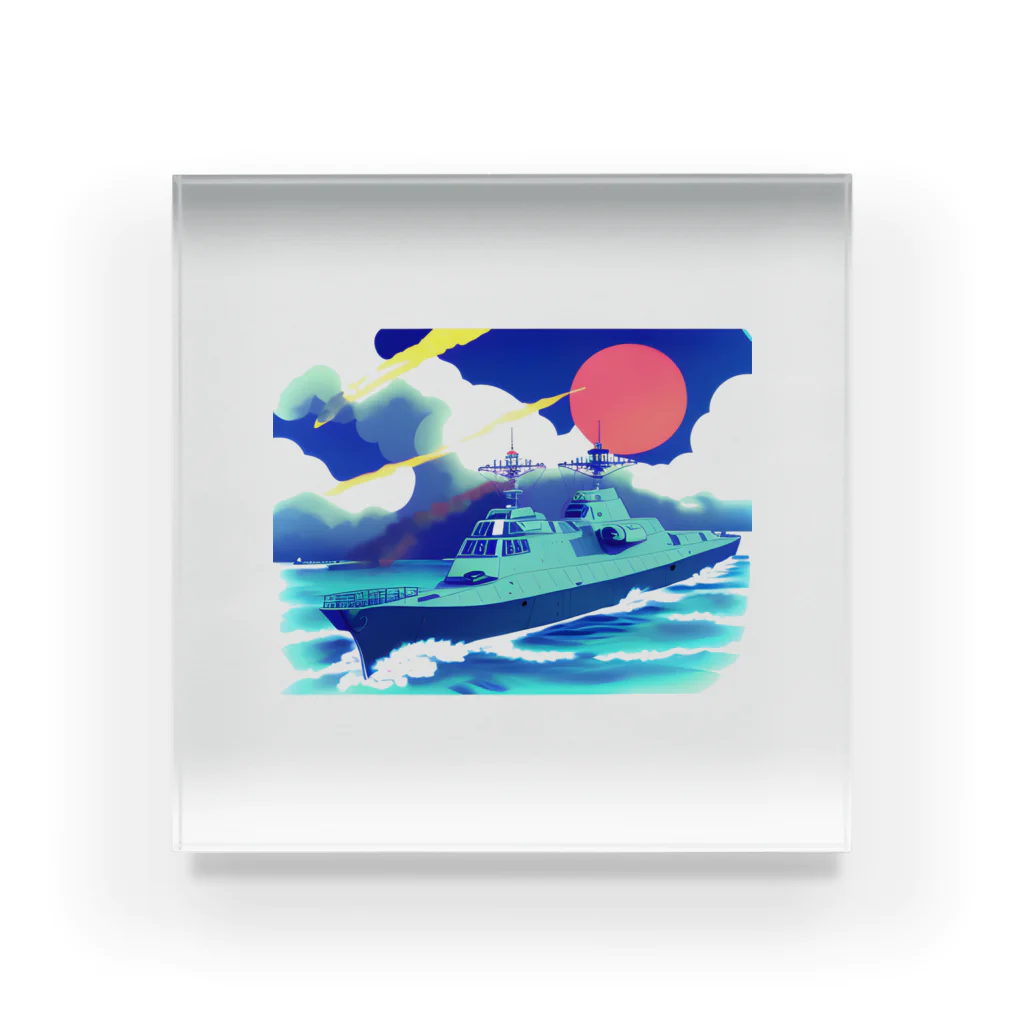 Lapin🐰の青空の下に浮かぶ船 Acrylic Block