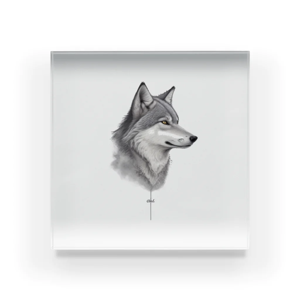 ちょもらんまのCool Wolf アクリルブロック