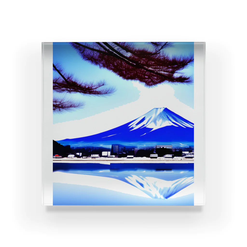 富士山アート倶楽部の富士山はいかがでしょう　冬 아크릴 블럭
