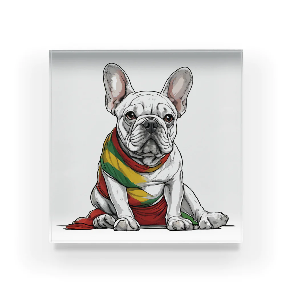 Frenchie-Rasta DoggのFrenchie-Rasta Dogg Acrylic Block