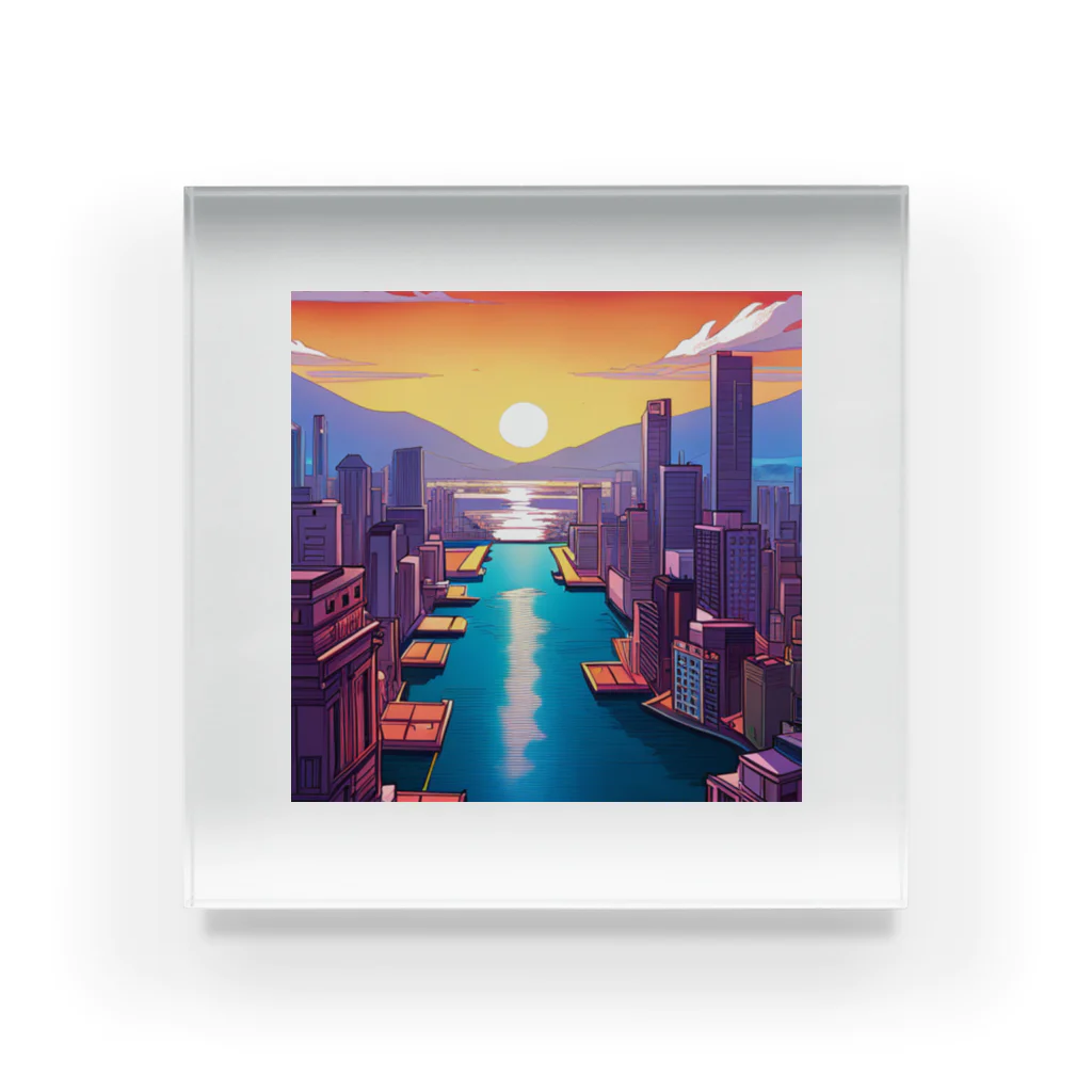 pixel-martの夕日 Acrylic Block