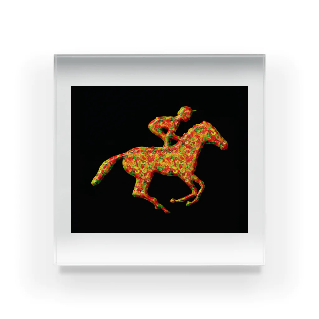 mumusの馬　colorful アクリルブロック