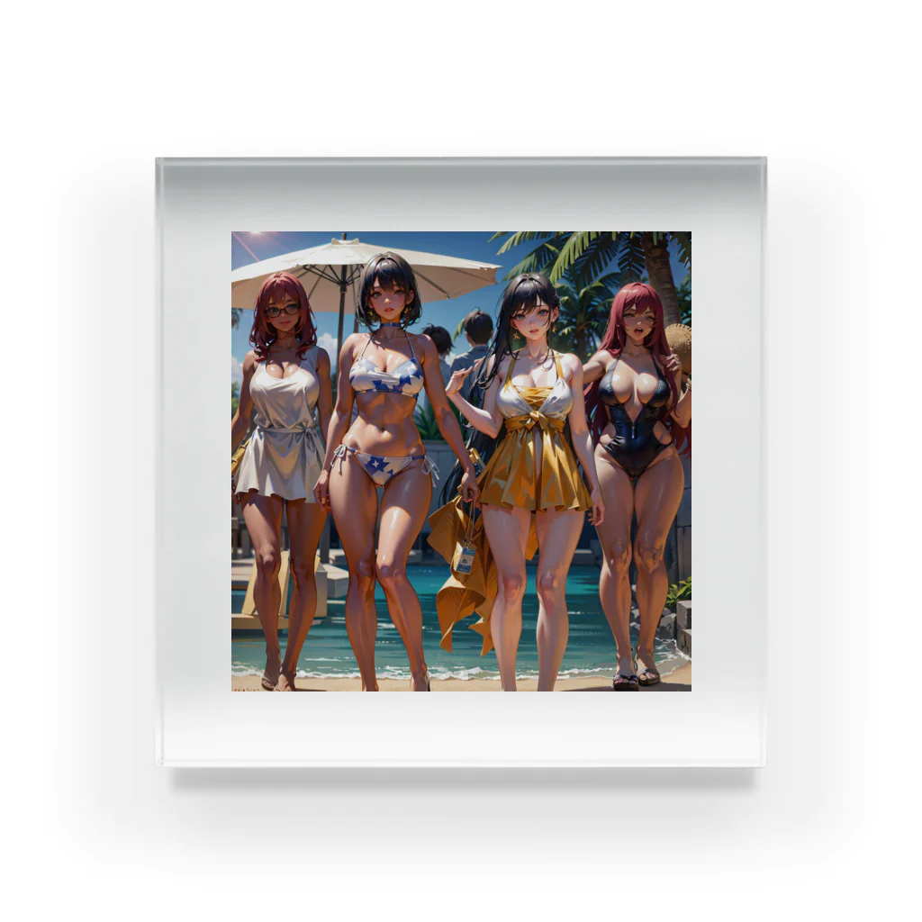 ki1962の浜辺で撮った仲の良い4姉妹のプレミアムグッズ Acrylic Block