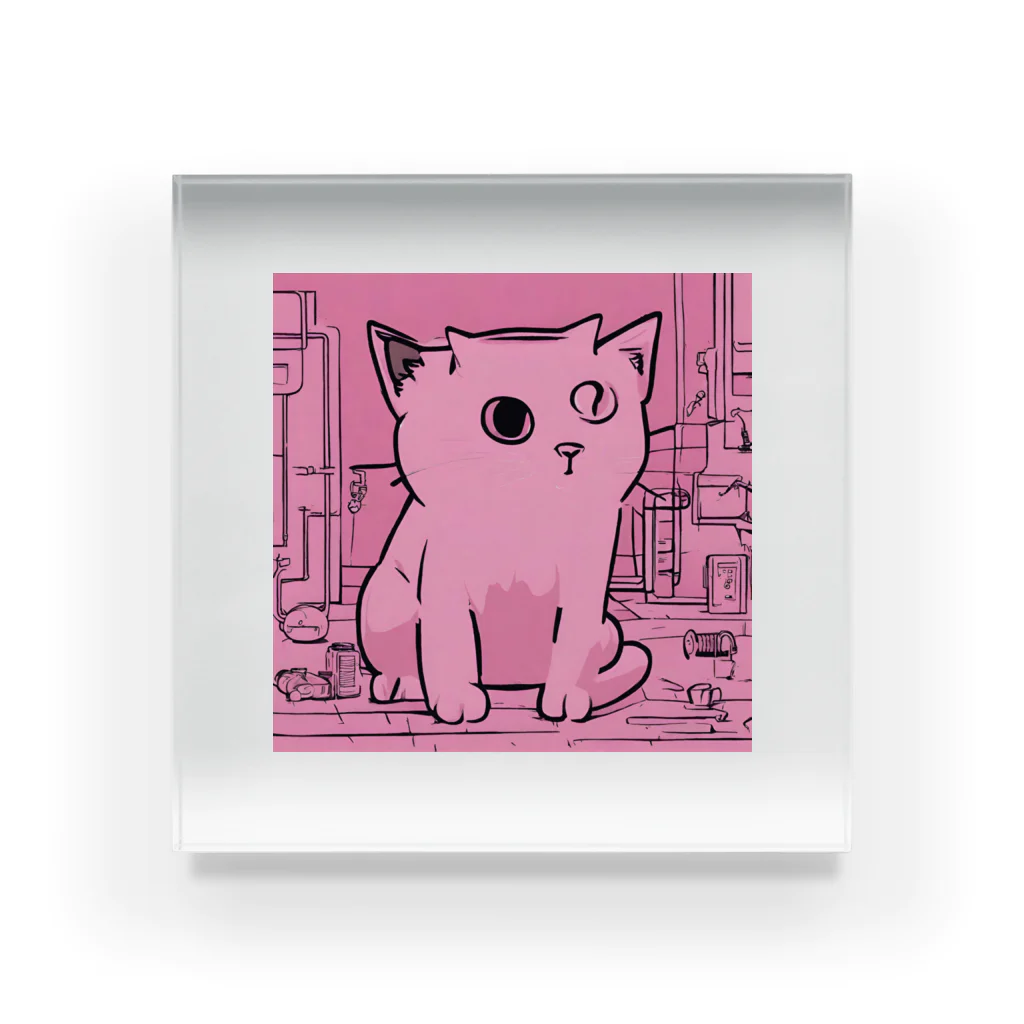 rikanのピンクキャット Acrylic Block