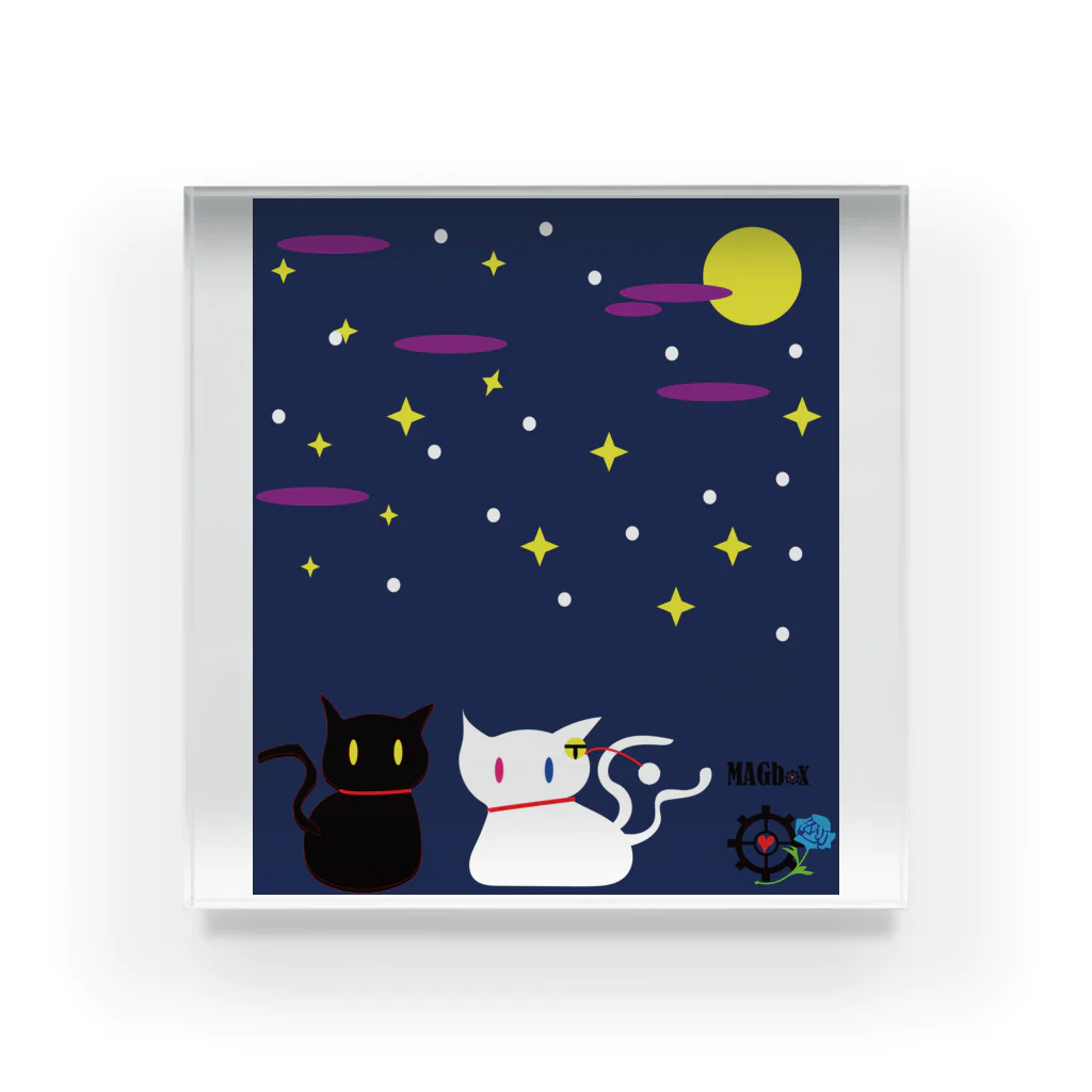 Amasyuiroのmagboxシリーズ　猫月夜 Acrylic Block