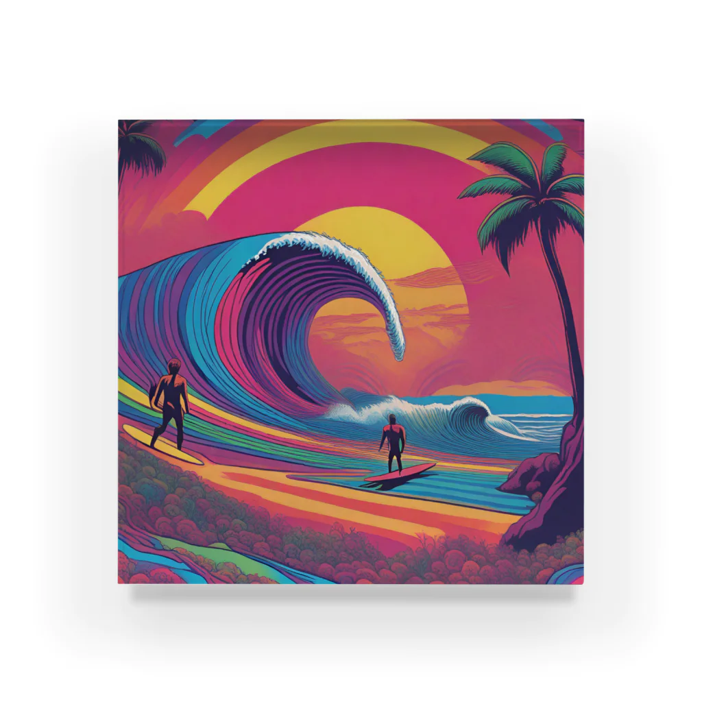 Sea Side TropicalのTropical Beach Surfer Art Acrylic Block