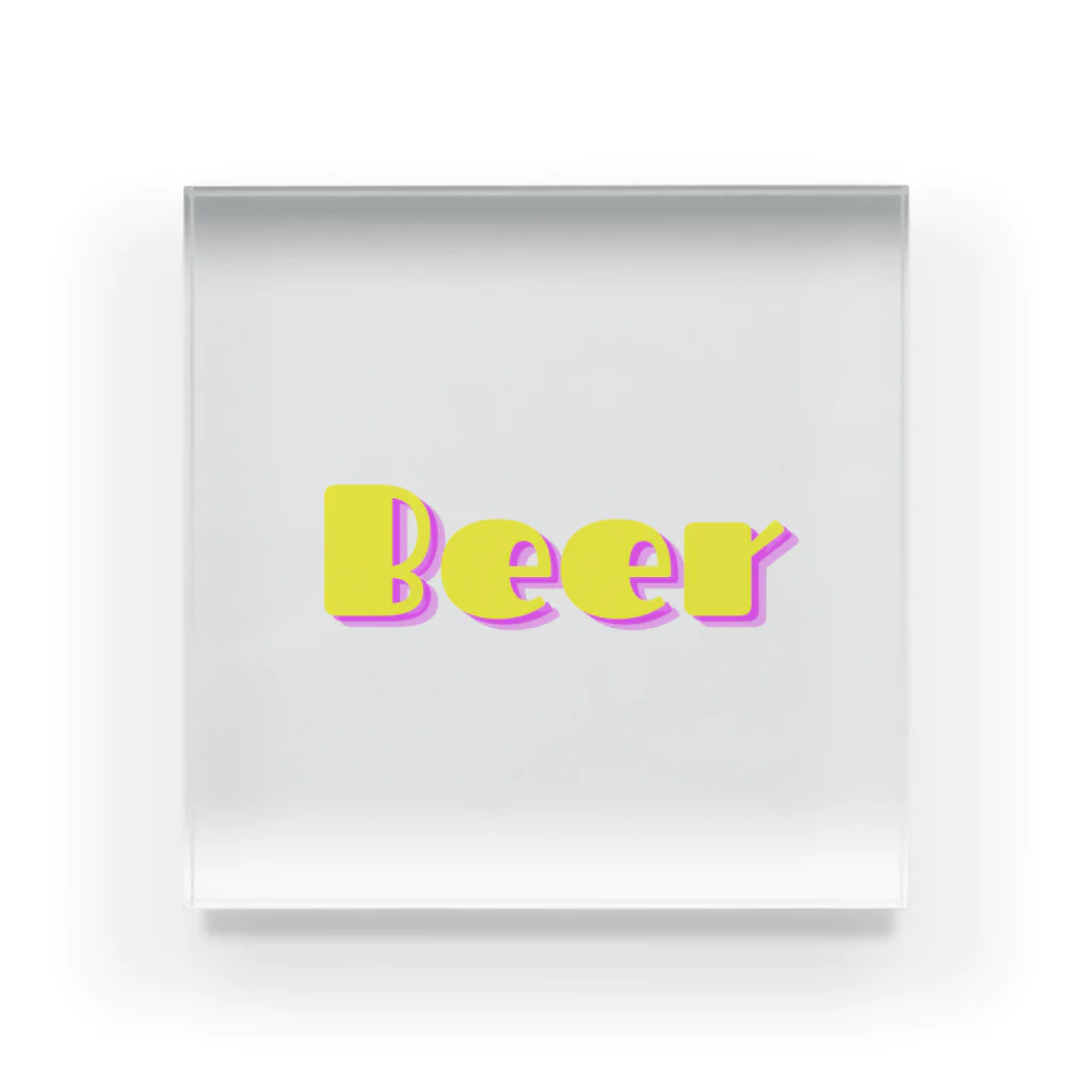 BEERのビール_POP(白) アクリルブロック