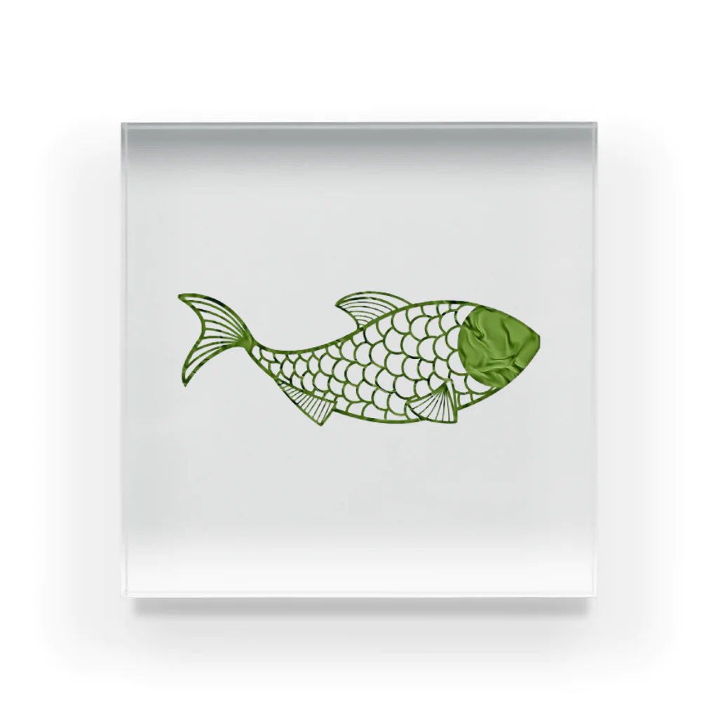 mumusの魚　green Acrylic Block