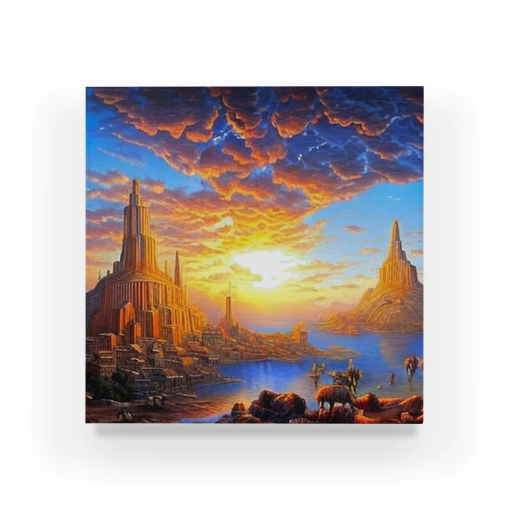 宇宙開発デザイン科の夕陽の中の城 Acrylic Block
