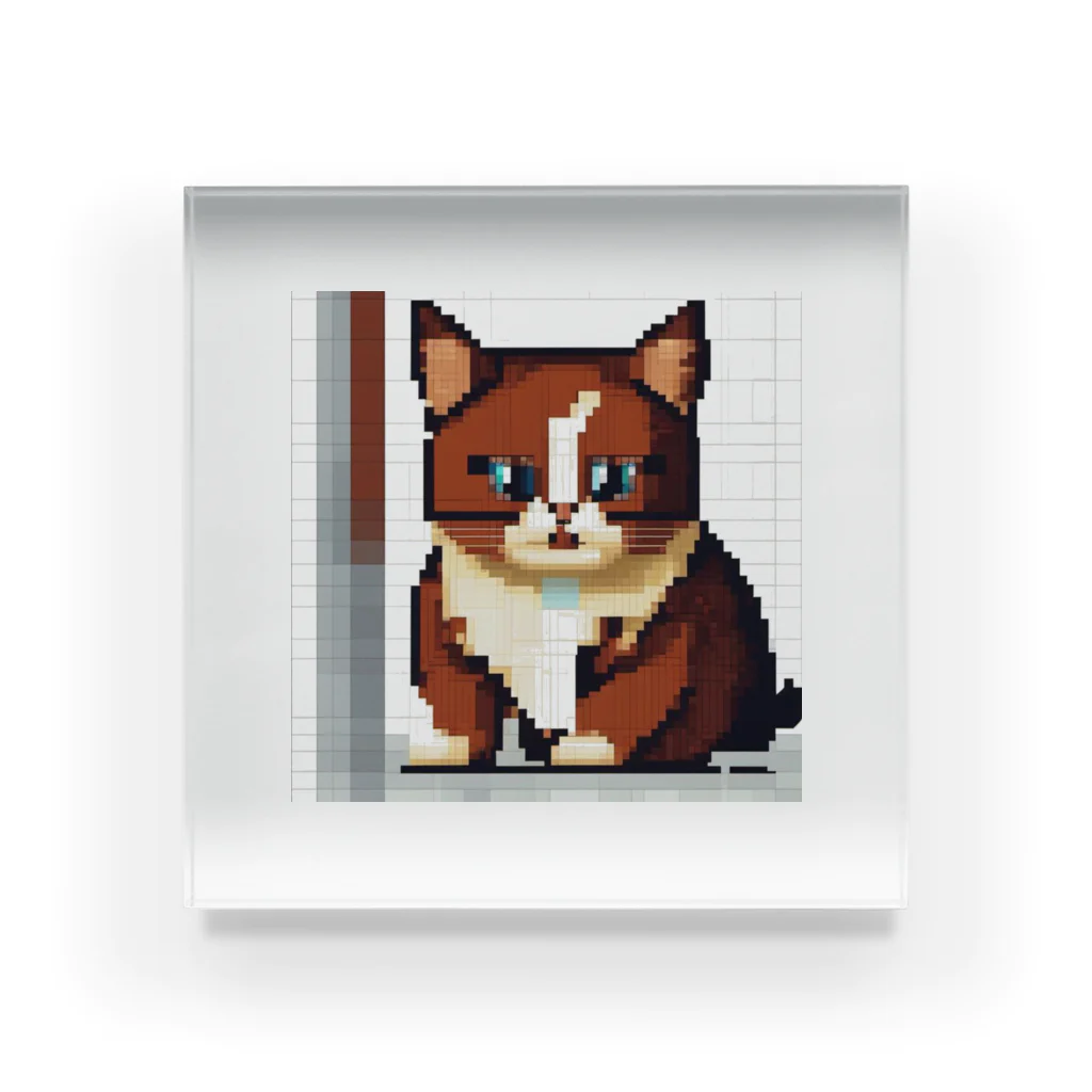 kindonesiaのドット絵のマンチカン Acrylic Block