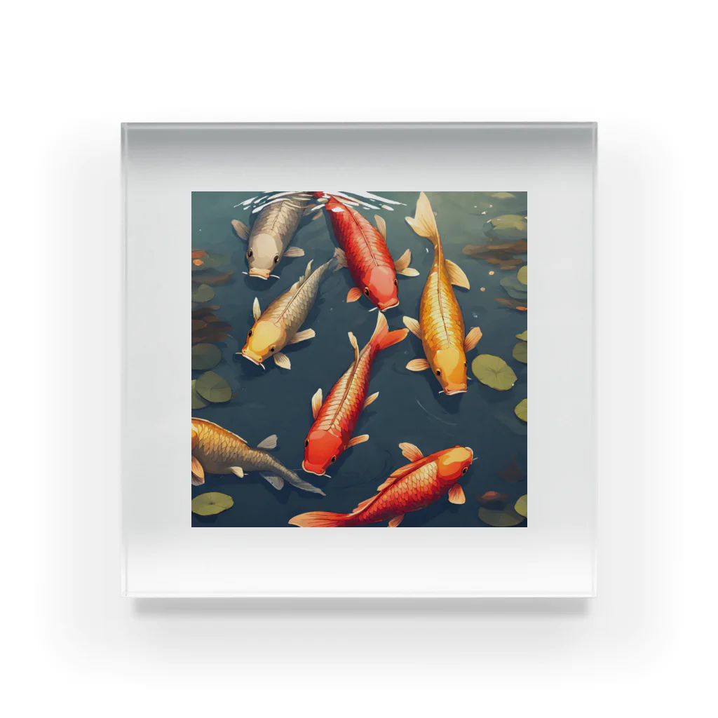 アーミタイの鯉の群れのイラストのグッズ Acrylic Block