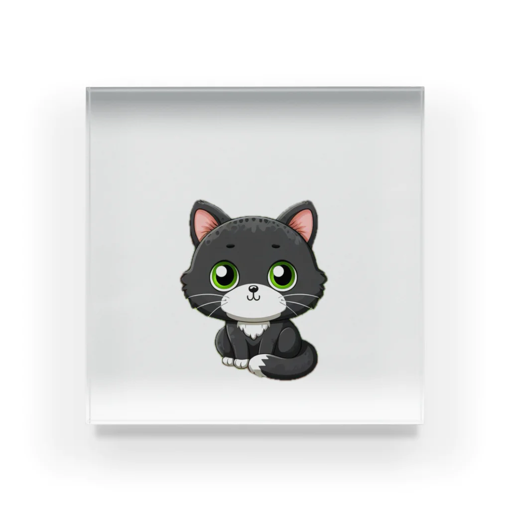 にゃんたれのグレーマーブル・ハチワレ仔猫コレクション Acrylic Block