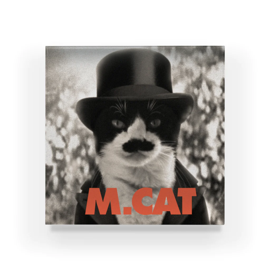 CATLESのネコ好き 猫柄 ハチワレちょび髭 CATLES M.CAT マリオキャット アクリルブロック