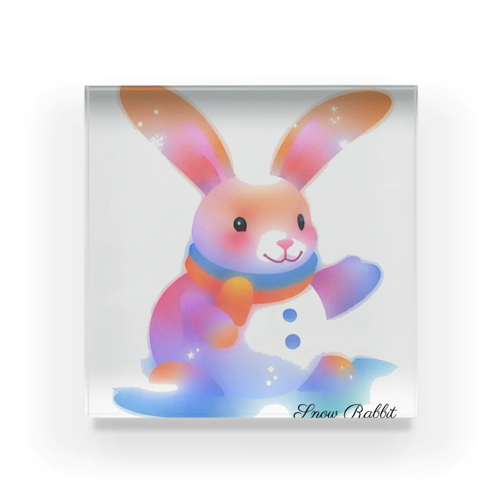 凜's グッズショップの雪うさぎちゃんグッズ Acrylic Block