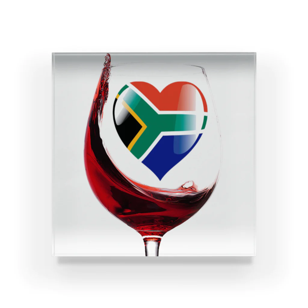 WINE 4 ALLの国旗とグラス：南アフリカ（雑貨・小物） Acrylic Block