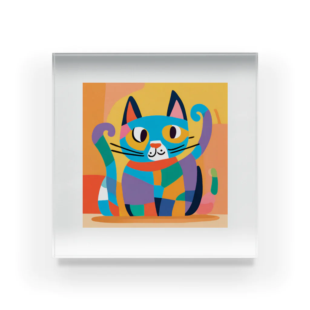 IKA_0120のカラフルな猫 Acrylic Block