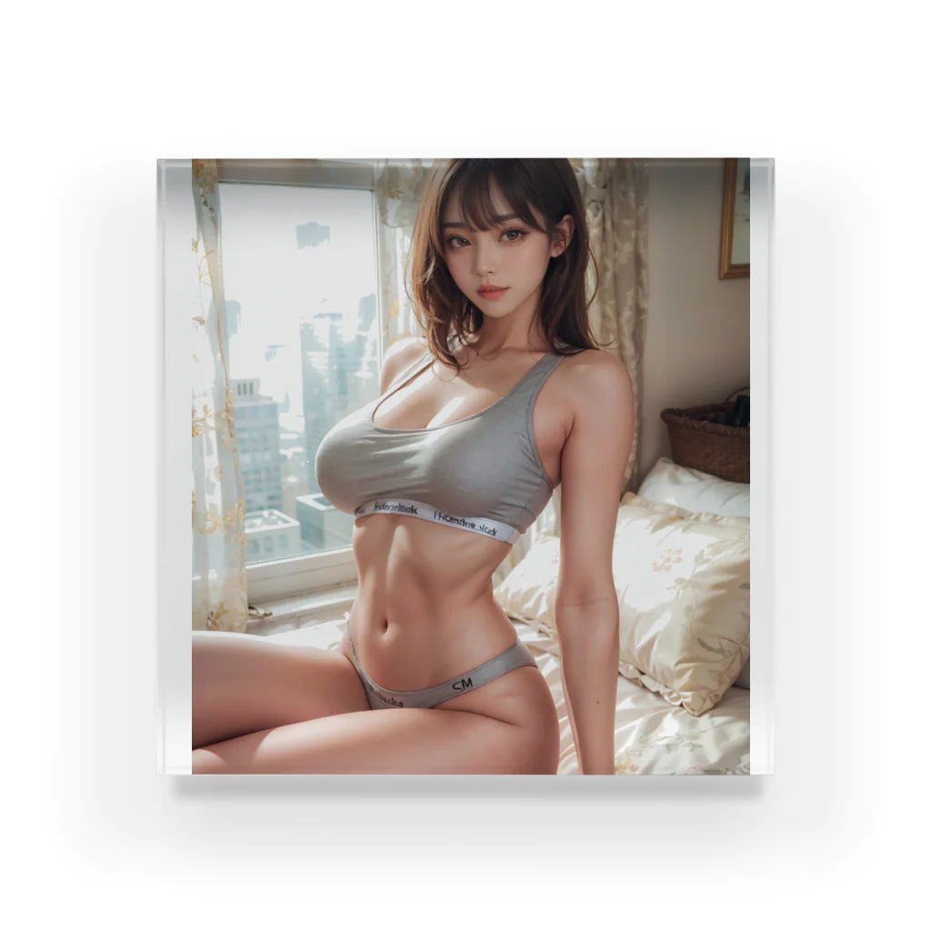 魔法陣ウガのGray Underwear01 Acrylic Block