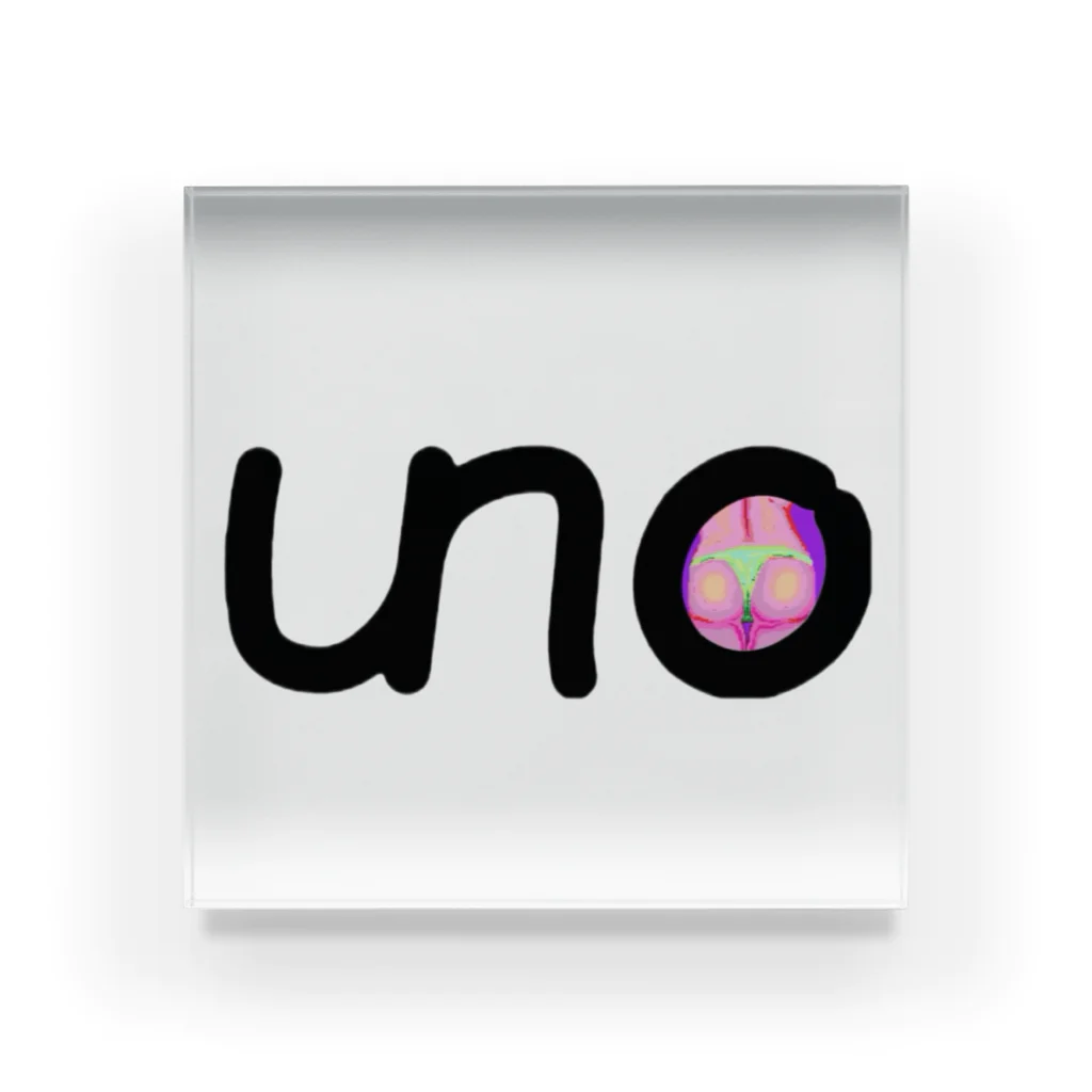 unoのUNOロゴ×ドットビキニヒップ Acrylic Block