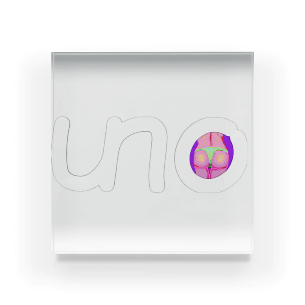 unoのUNOロゴ×ドットビキニヒップ Acrylic Block