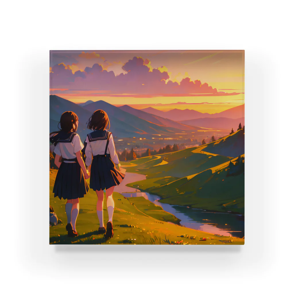 卯月なのかのTwilight Countryside Journey  〜黄昏に包まれる故郷の旅〜　No.5「染まるぼくらの通学路」 Acrylic Block