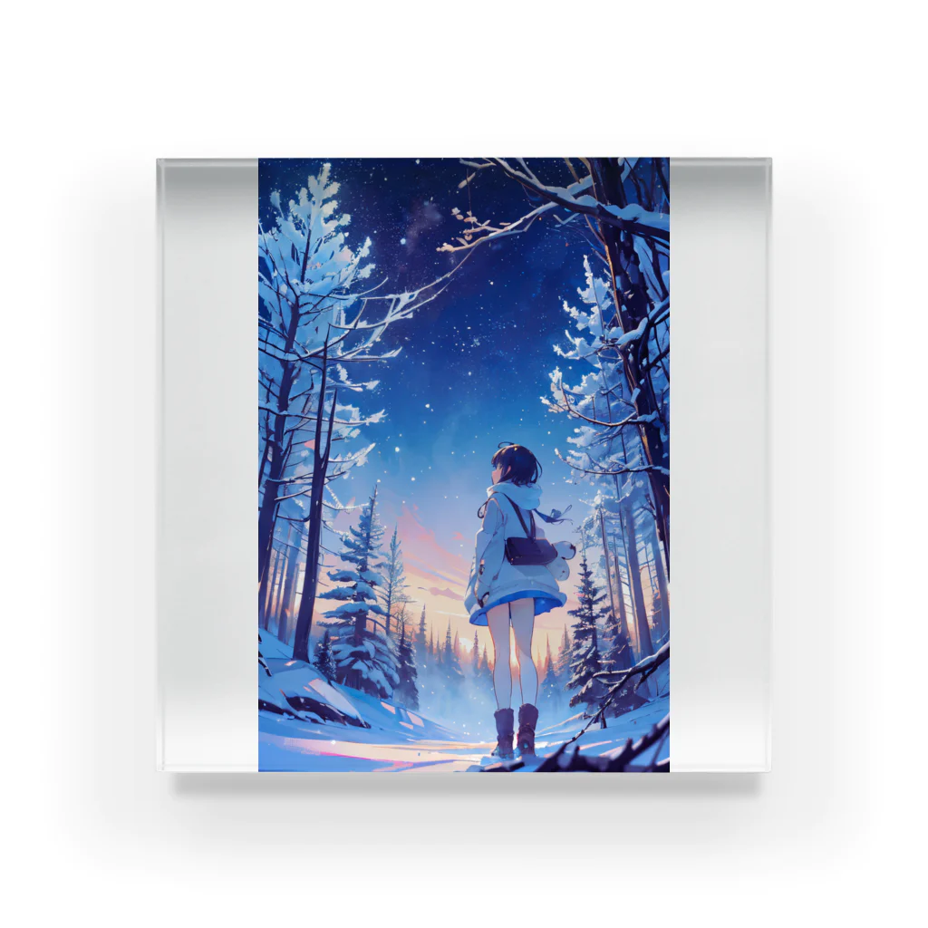 卯月なのかのMagical Winter Journey　〜雪に染められた銀世界の旅〜　No.4「Dawn」 Acrylic Block