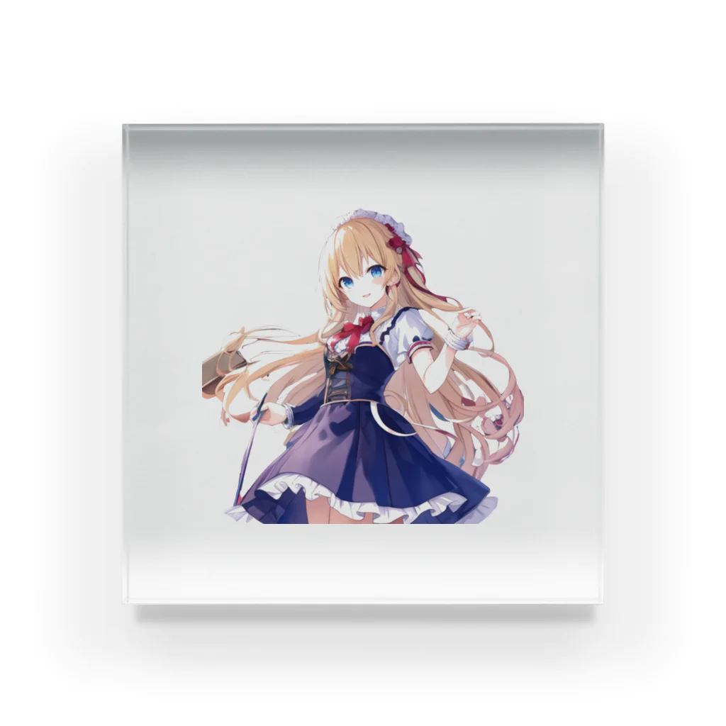 かわいい女の子とシュールな絵のアリスマーガレットちゃん Acrylic Block