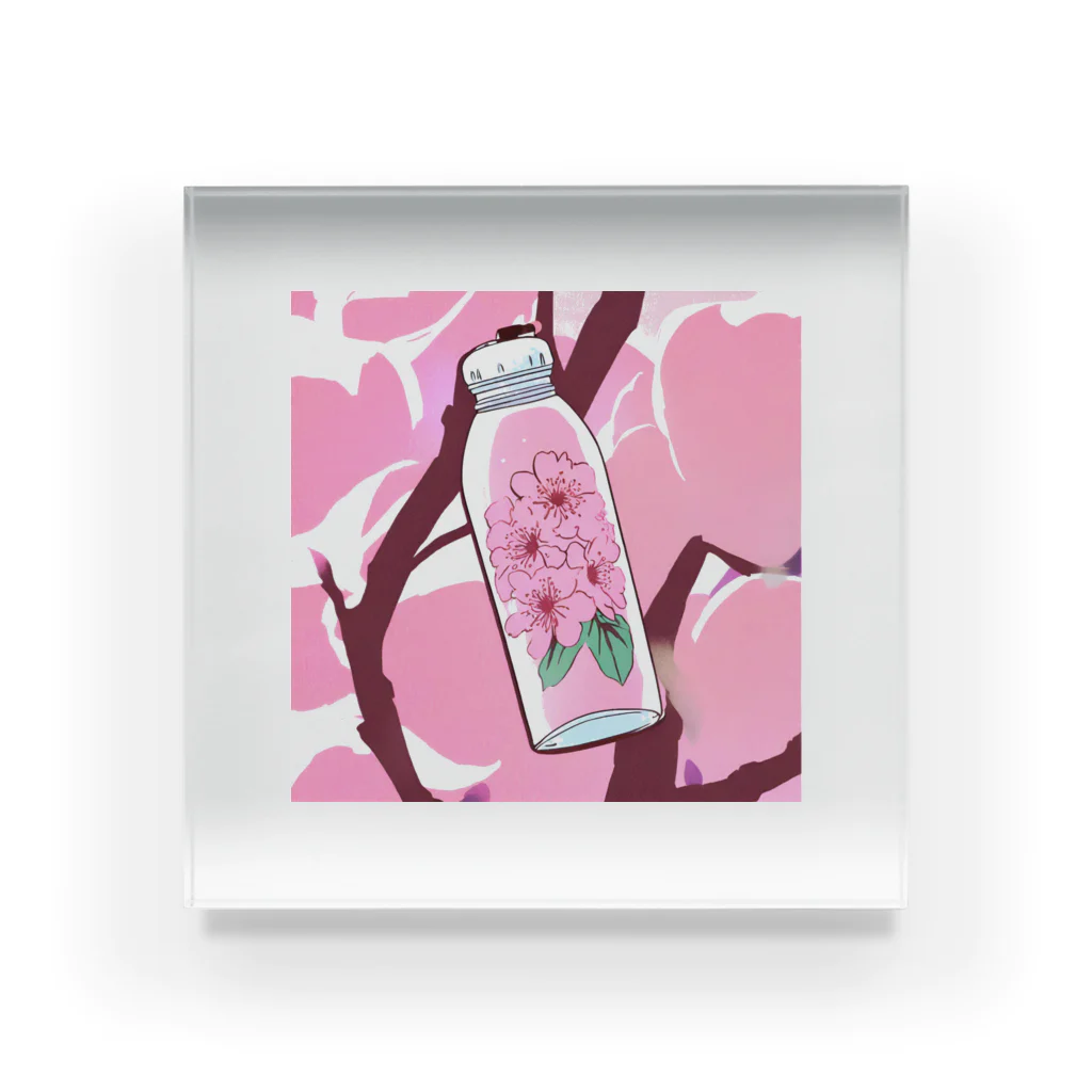 リホタママの水筒の中の桜 Acrylic Block