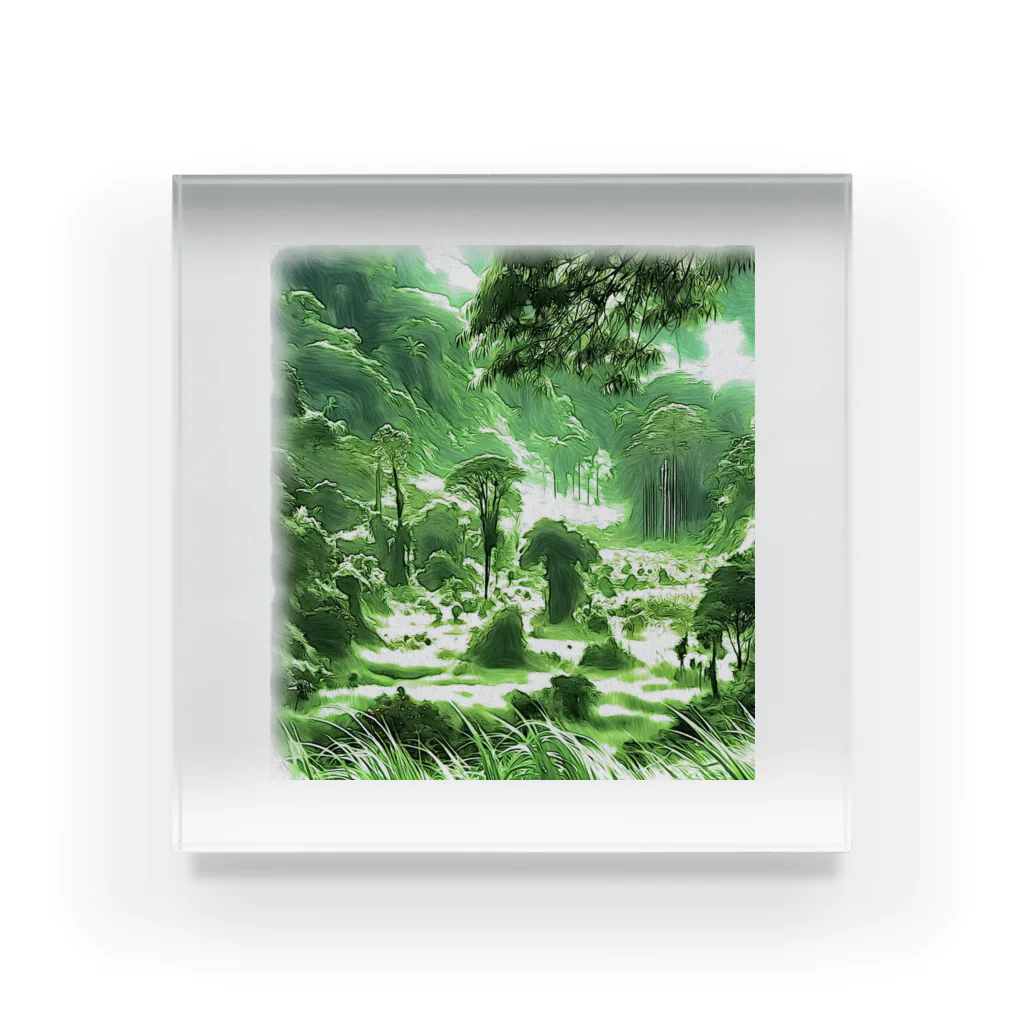グリーンハーモニーの豊かな緑の風景 Acrylic Block