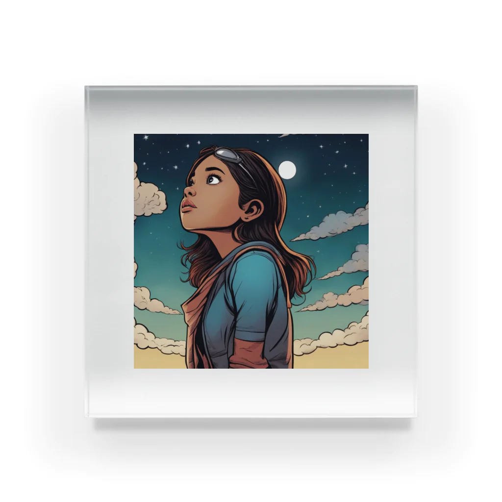 PanHanaChanのThe girl who looks at the sky Acrylic Block