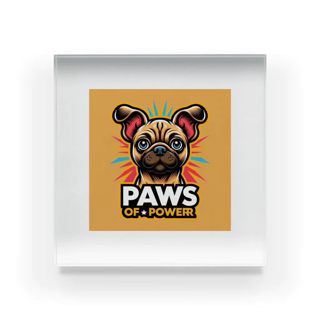 Urban pawsのパグチワワ「Paws of Power」 Acrylic Block