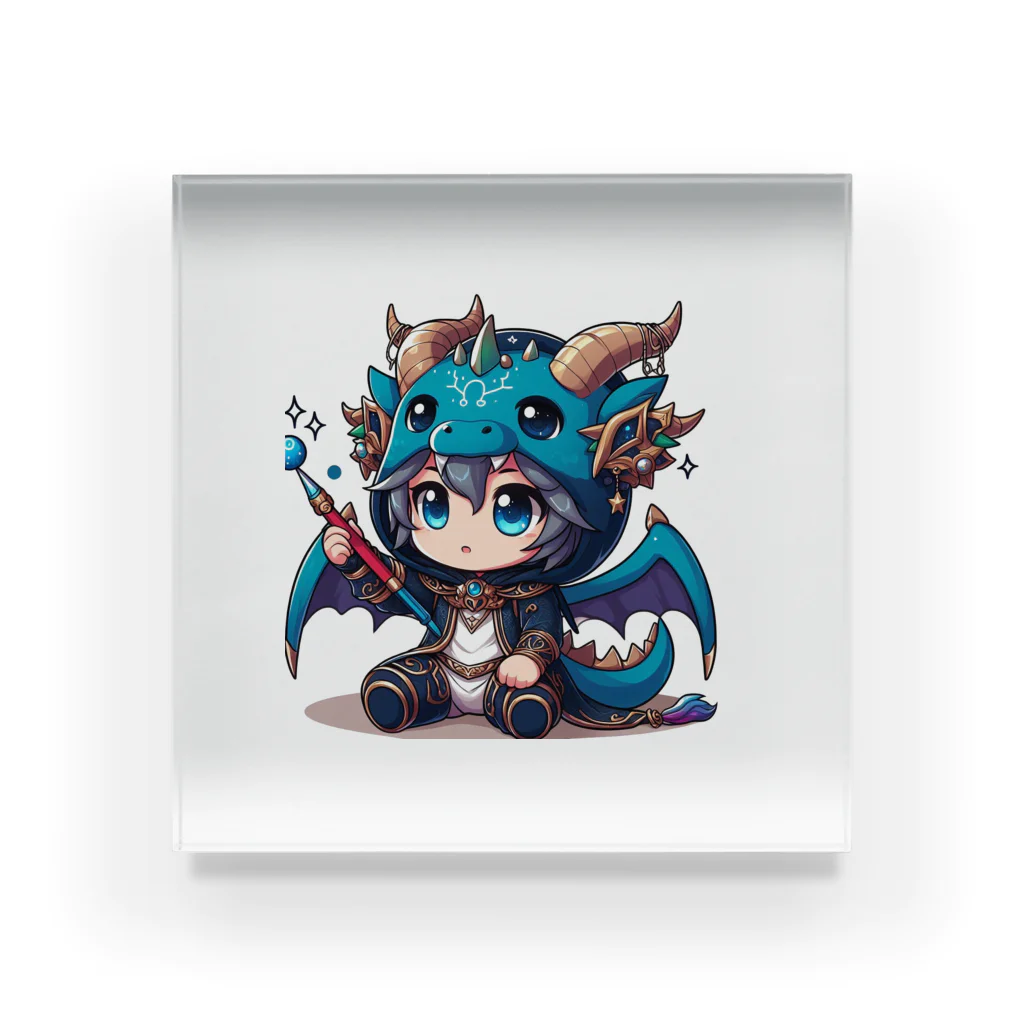 可愛らしいドラゴンのイラストグッズ店の可愛いドラゴンのマスコット Acrylic Block