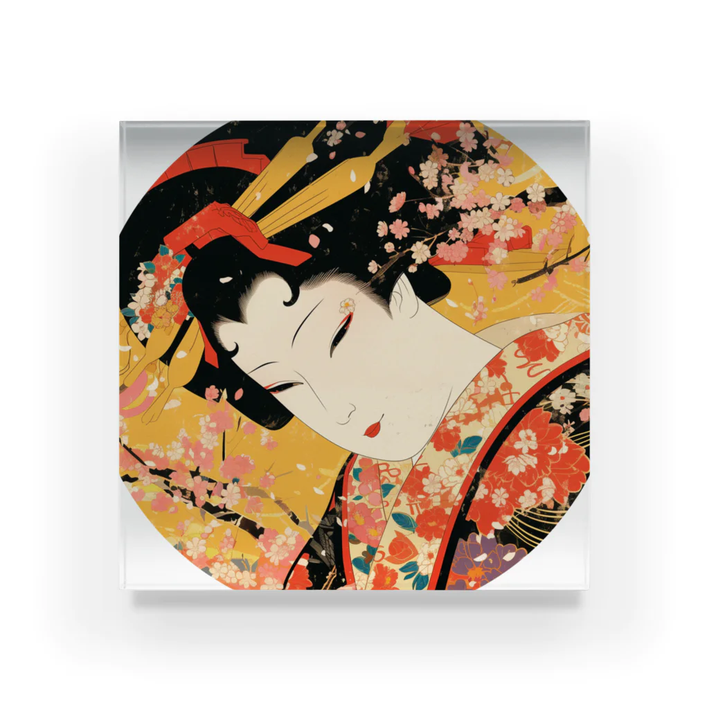 manyou-lab_Ukiyo-eの浮世絵 美人画 Ukiyoe beauty painting [UB-NIJI06-SR001-0007] アクリルブロック