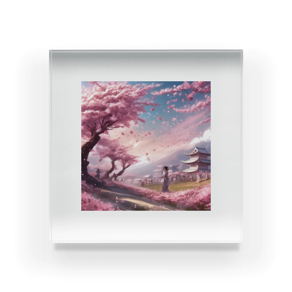 Y.Maeの舞い散る桜 Acrylic Block