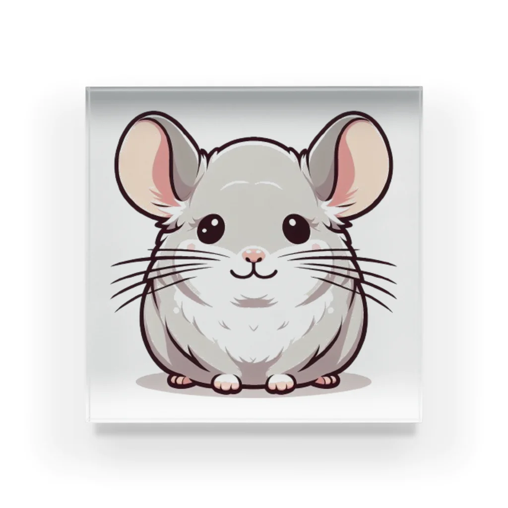 もふっとチンチラ🐭のチンチラ（シナモン） アクリルブロック