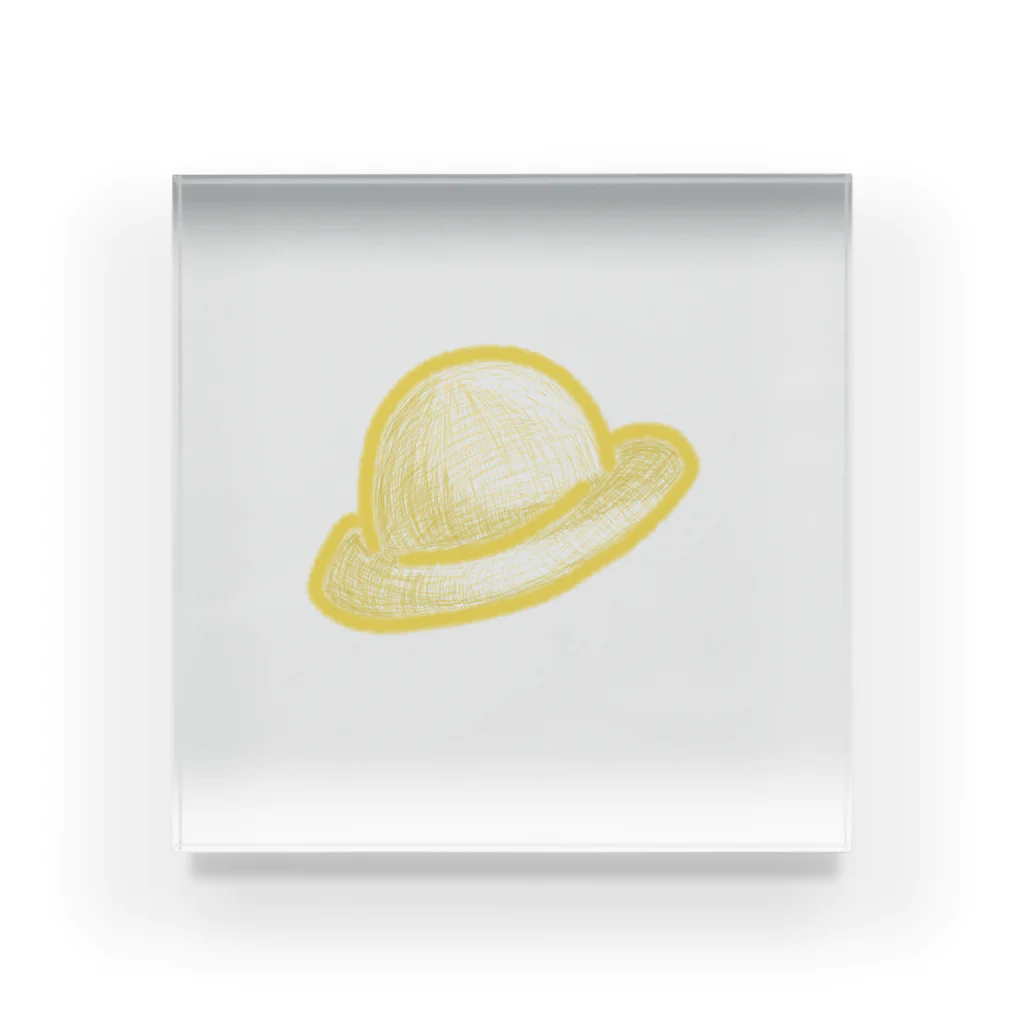 いちご2415の麦わら帽子【デッサン風】 Acrylic Block