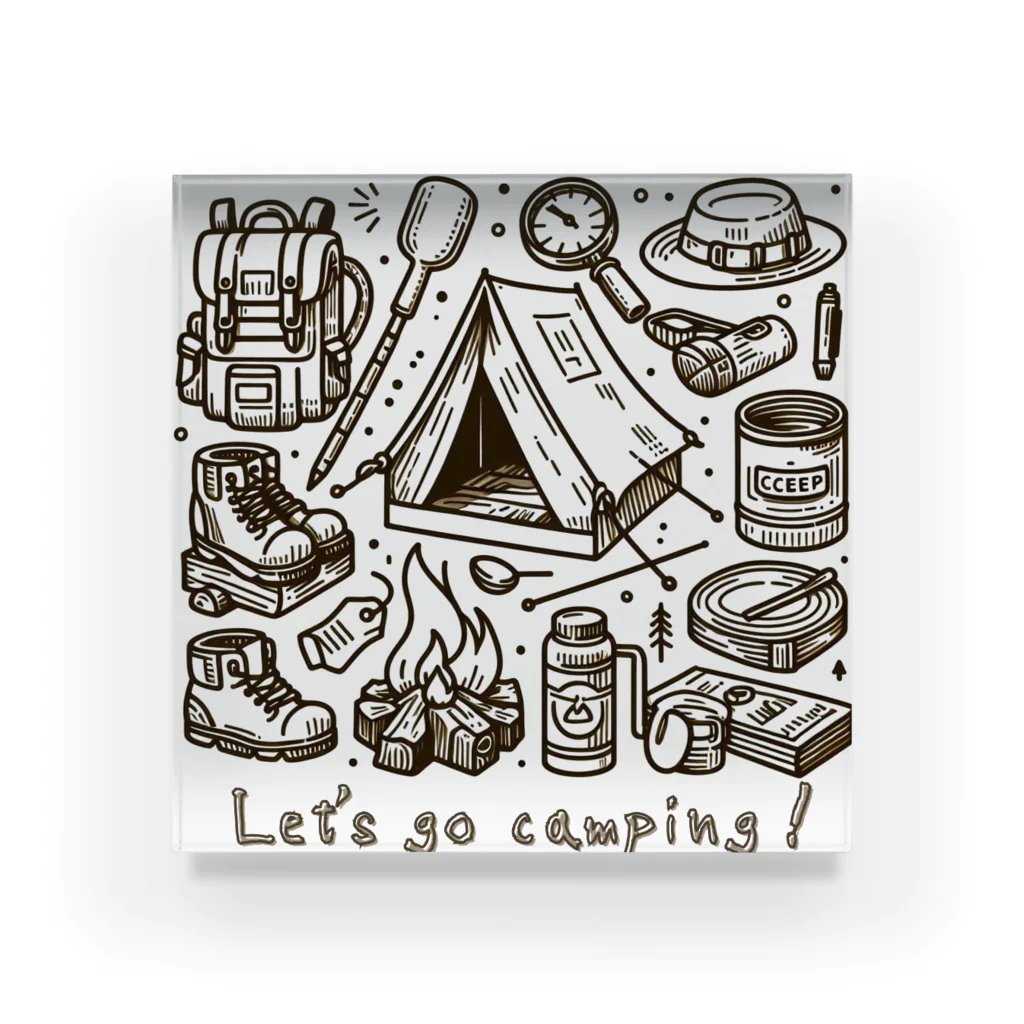 南国のキャンプに行こう！【Let's go camping!】 アクリルブロック