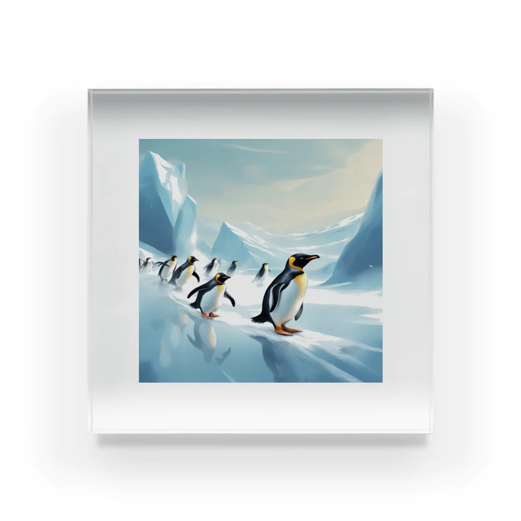Toppogidaikonの競争するペンギン達 アクリルブロック