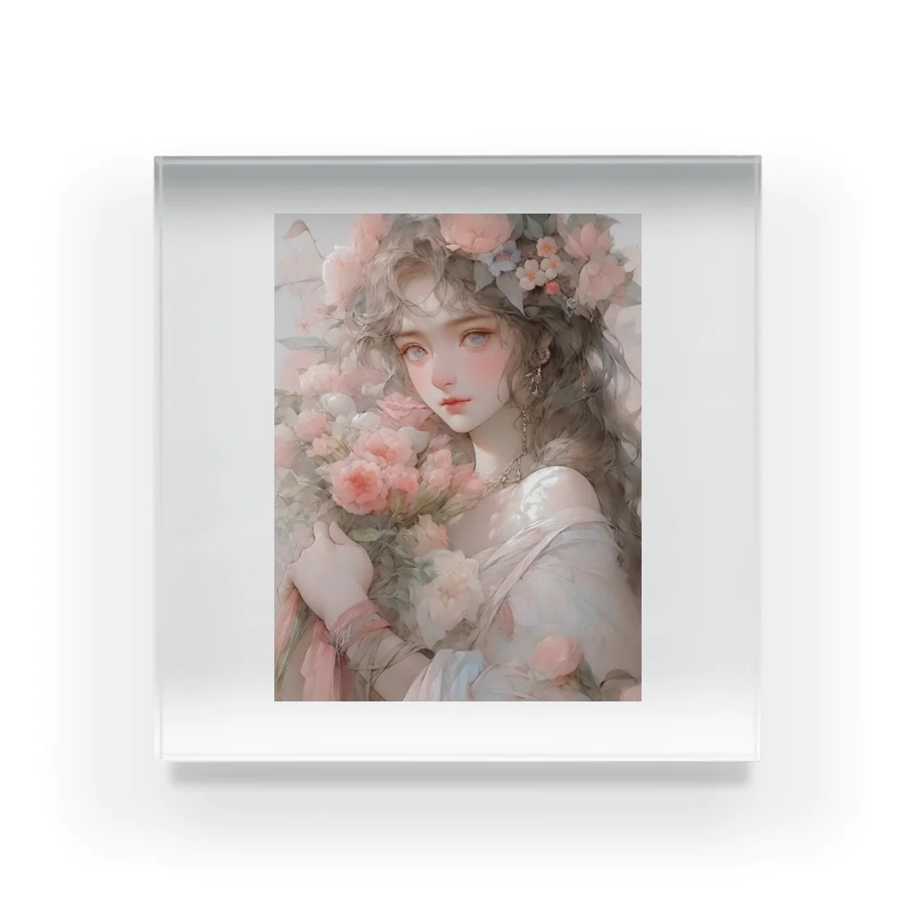 AQUAMETAVERSEのバラの花束と女性　なでしこ1478 Acrylic Block