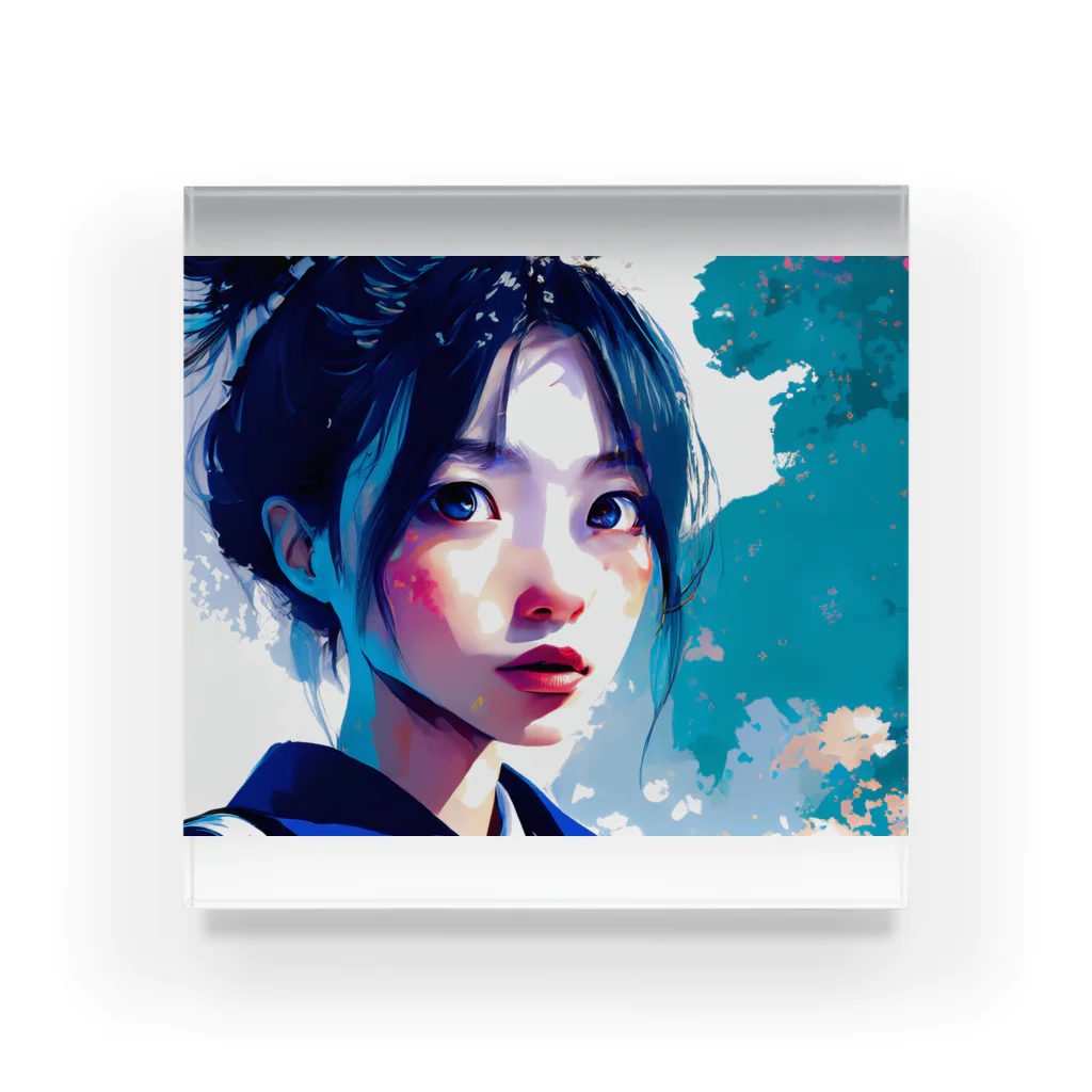 dou-douのblue girl Acrylic Block