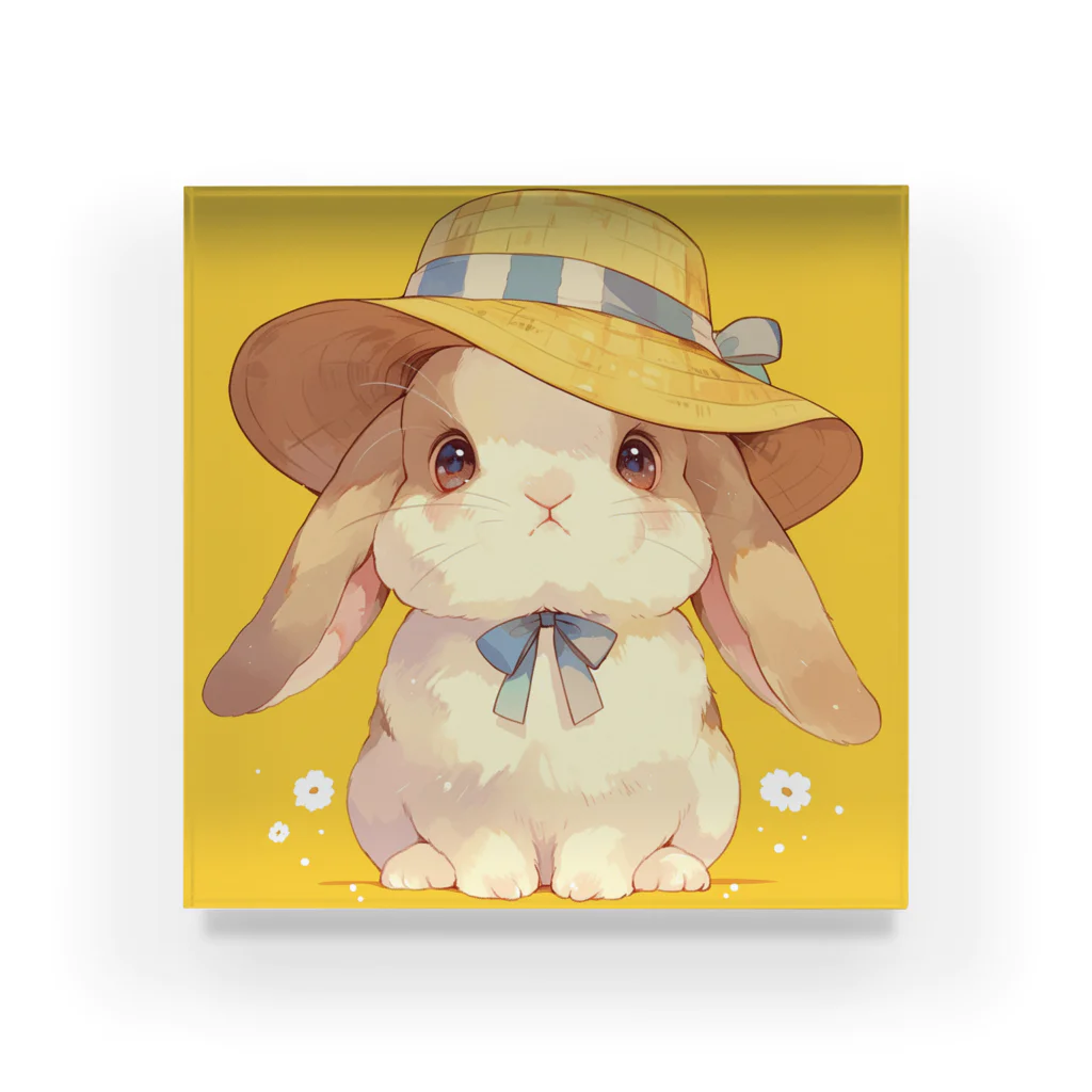 AQUAMETAVERSEの帽子をかぶった可愛いウサギ Marsa 106 アクリルブロック
