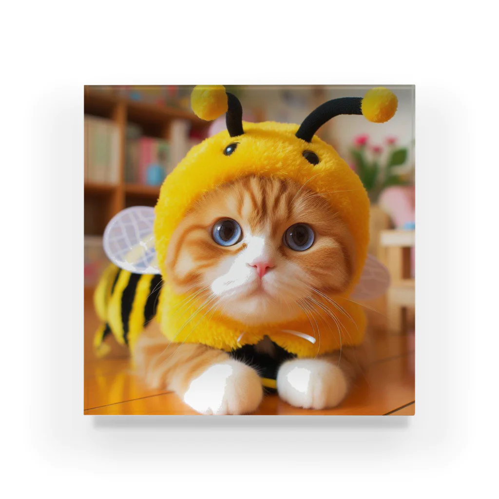 終わらない夢🌈のミツバチ🐝のコスプレをした🐱にゃんこ🐾 Acrylic Block