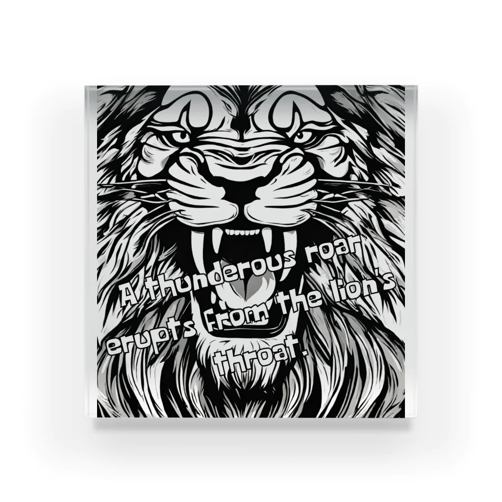 SERIY_SHOPの荘厳なる支配者：モノトーンのライオンの描画 Acrylic Block