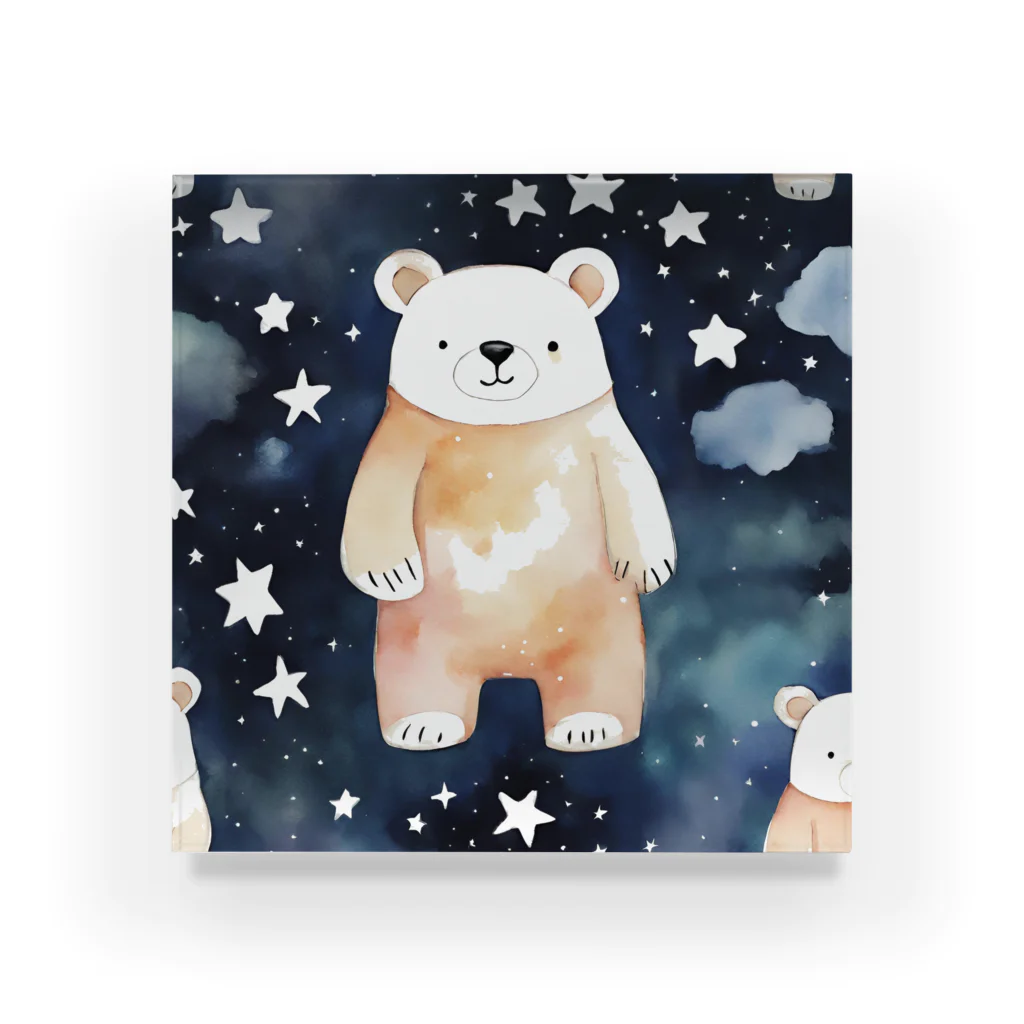 星降る夜にの星空熊 Acrylic Block