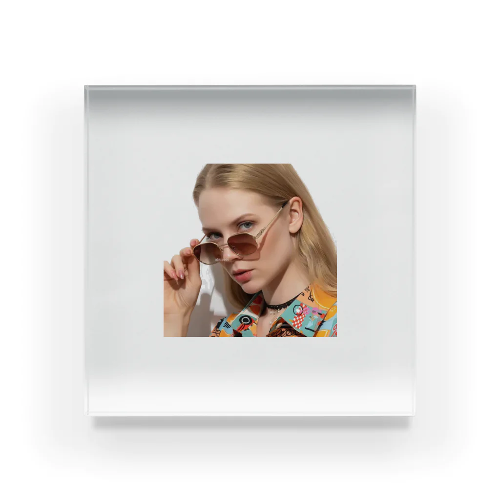 abicases520のMetal Frame Uv400 Gradient Lens Fashion Sun Glasses Square Retro Shades Vintage Women Persol アクリルブロック