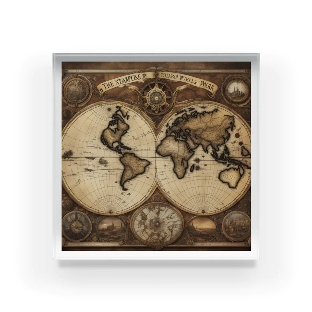 Steampunk Creations屋のスチームパンク世界地図 Acrylic Block