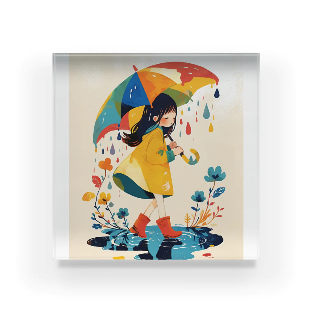 AQUAMETAVERSEのカラフルな雨の日  Hime  2530 Acrylic Block