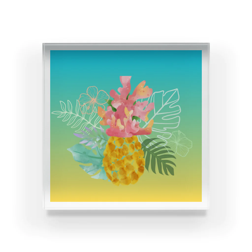 Tatsutaの珊瑚礁をまとったパイナップル Acrylic Block
