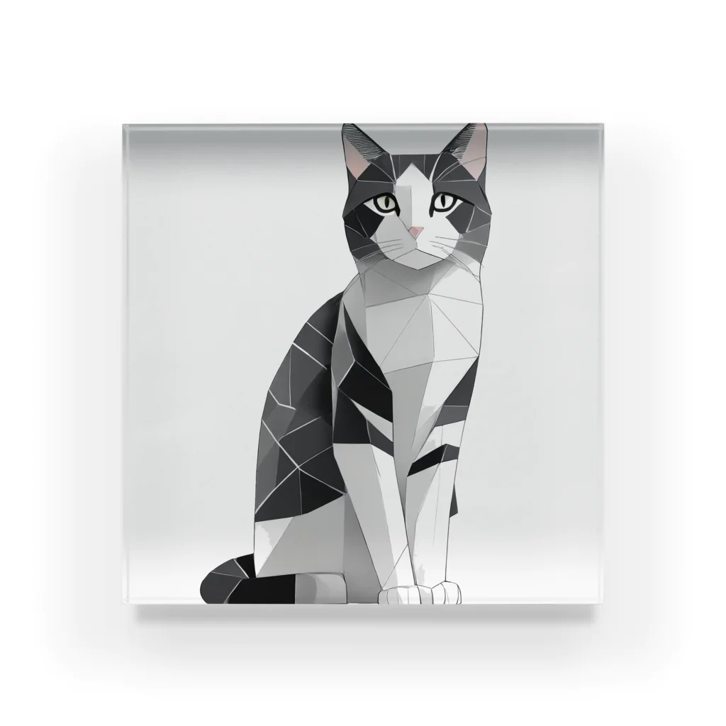 designinglab-itemsの日本の猫　ハチワレさん Acrylic Block